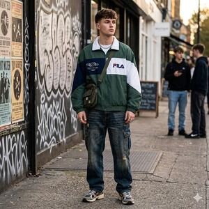 VTG 90s Fila Mens Medium Lipton Championship Windbreaker Jacket Green White Navy